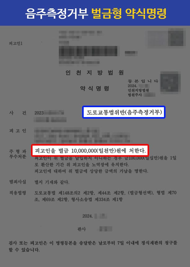 판결문 240501 음주측정거부 약식명령