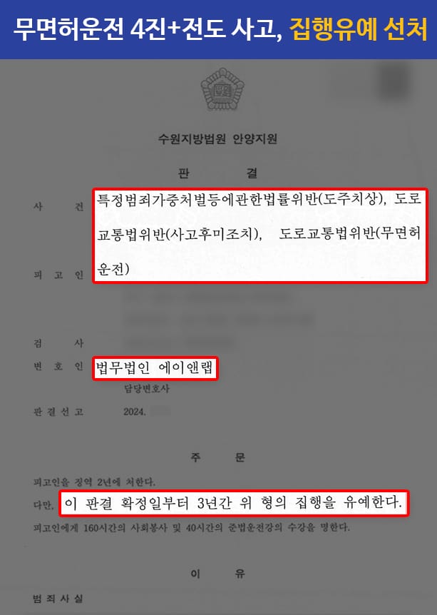 판결문 241004 무면허 뺑소니 집행유예