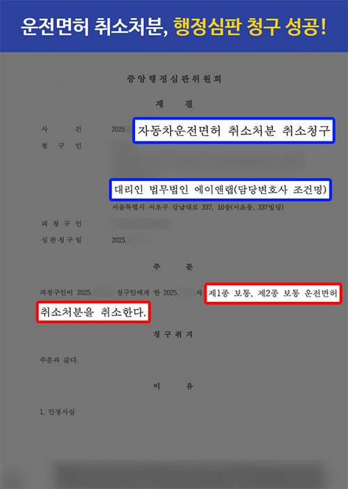 260223 운전면허 취소처분 취소 결정문