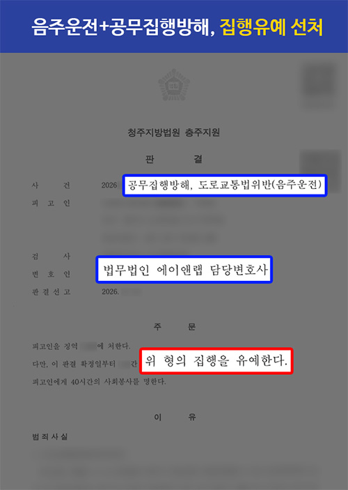 261002 음주, 공집방 집행유예 판결문